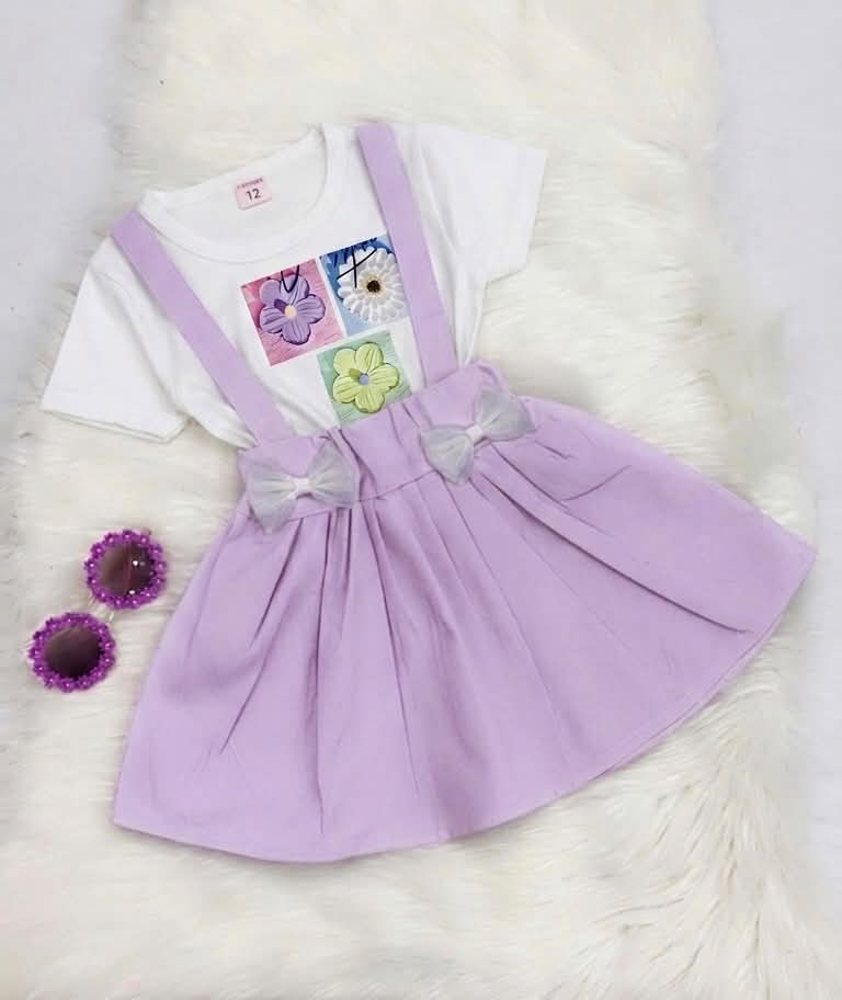 White Top Blended Lilac Skirt Cotton