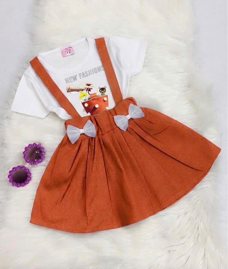 White Top Blended Orange Skirt Cotton