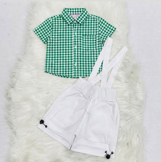 White Green Check Boy Shirt Shorts Cotton Stuff 14 August