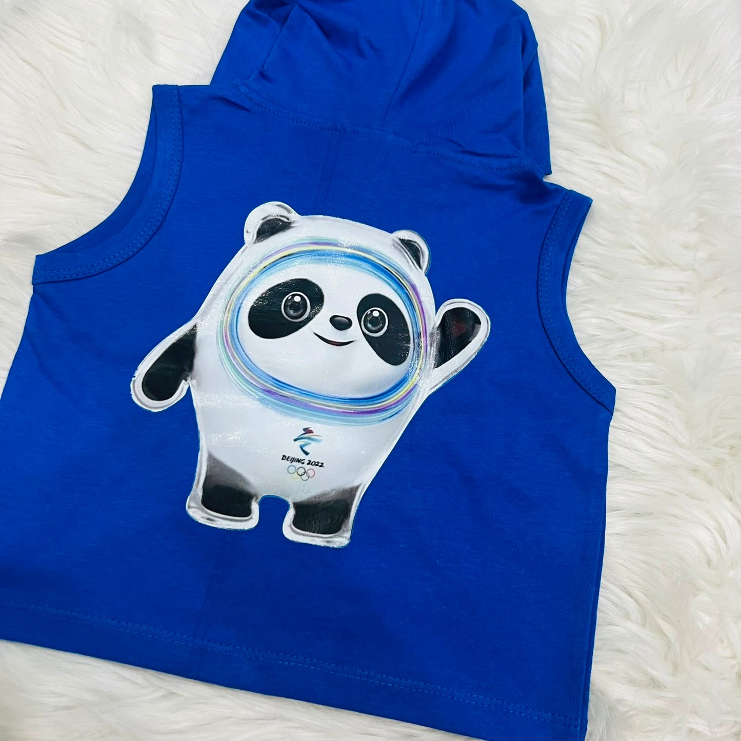 Sleeveless Hoodie & Cargo Pants Set Features A  Blue Color & A Letter "R" Patch On The Chest Blended Stuff