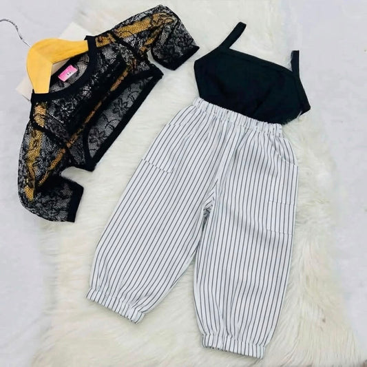 Balck Camisole Top Black Net Crop Top Grey Black Striped Cargo Trouser Cotton Stuff