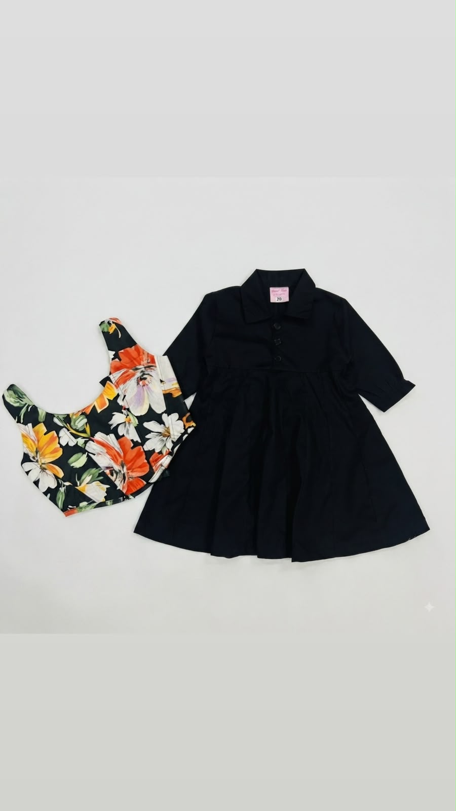 Digital Print Corest Top Black Frock Cotton Stuff