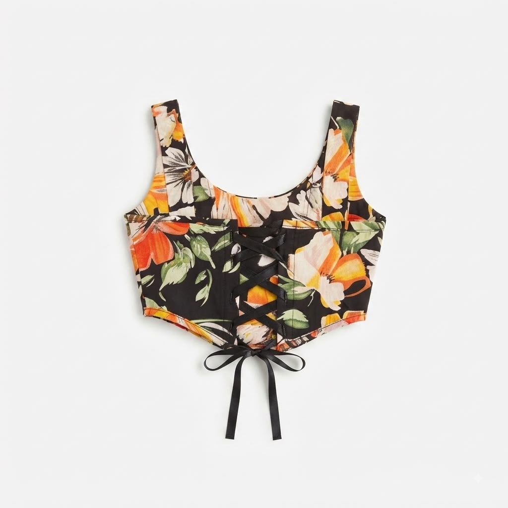 Digital Print Corest Top Black Frock Cotton Stuff