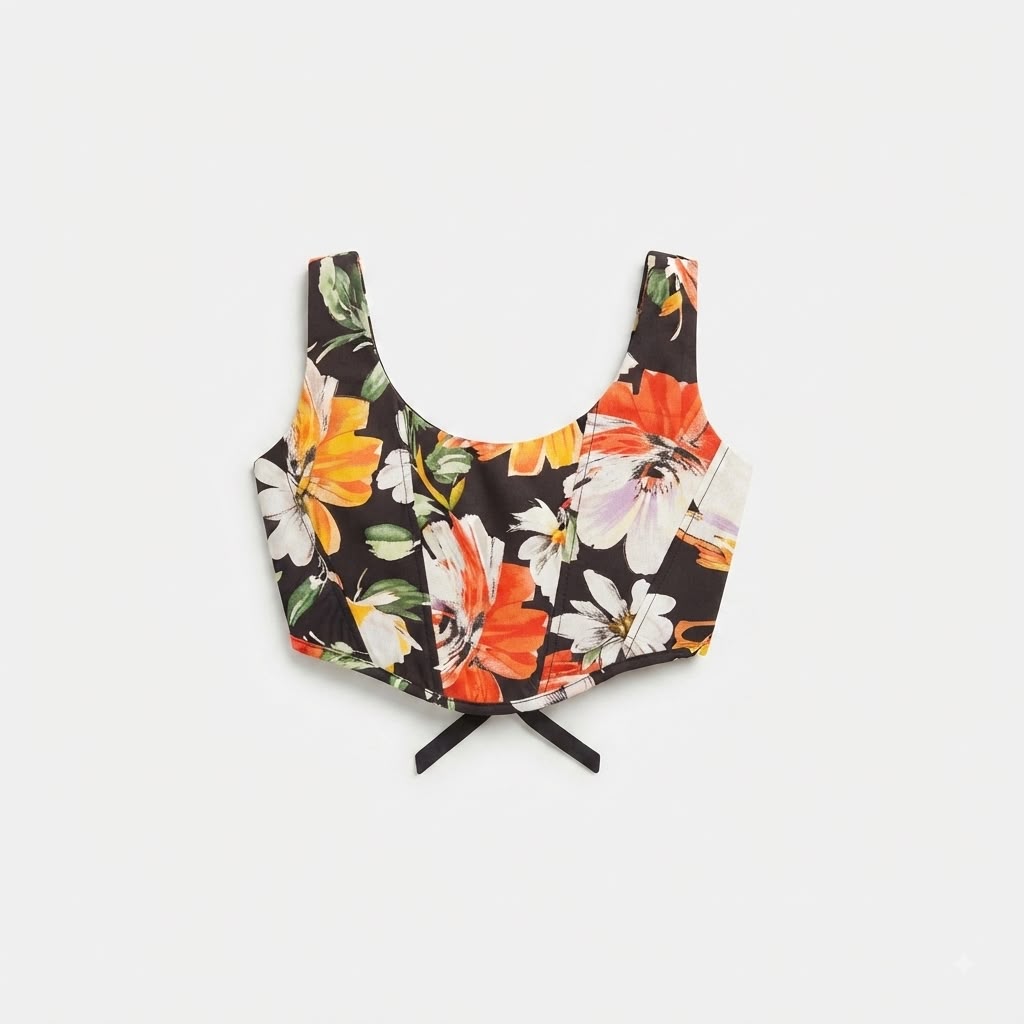 Digital Print Corest Top Black Frock Cotton Stuff