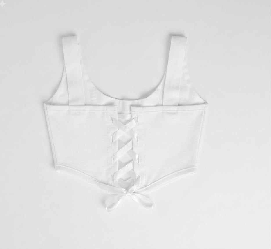 White Corest Top Check Frock Cotton Stuff