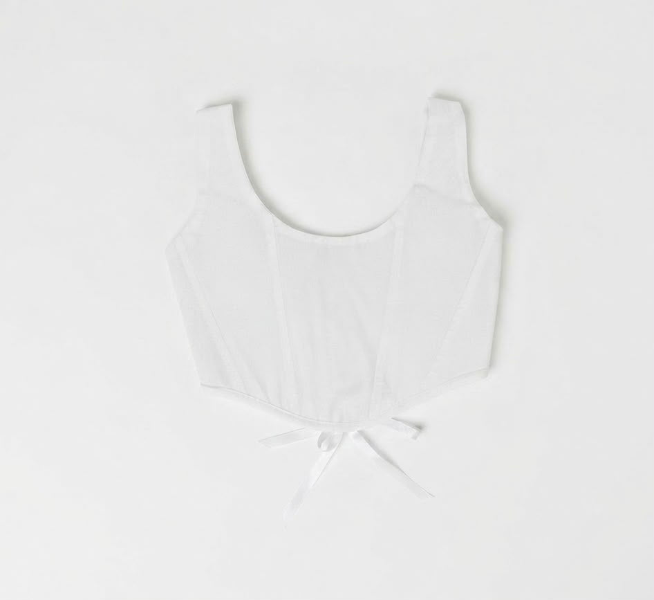 White Corest Top Check Frock Cotton Stuff