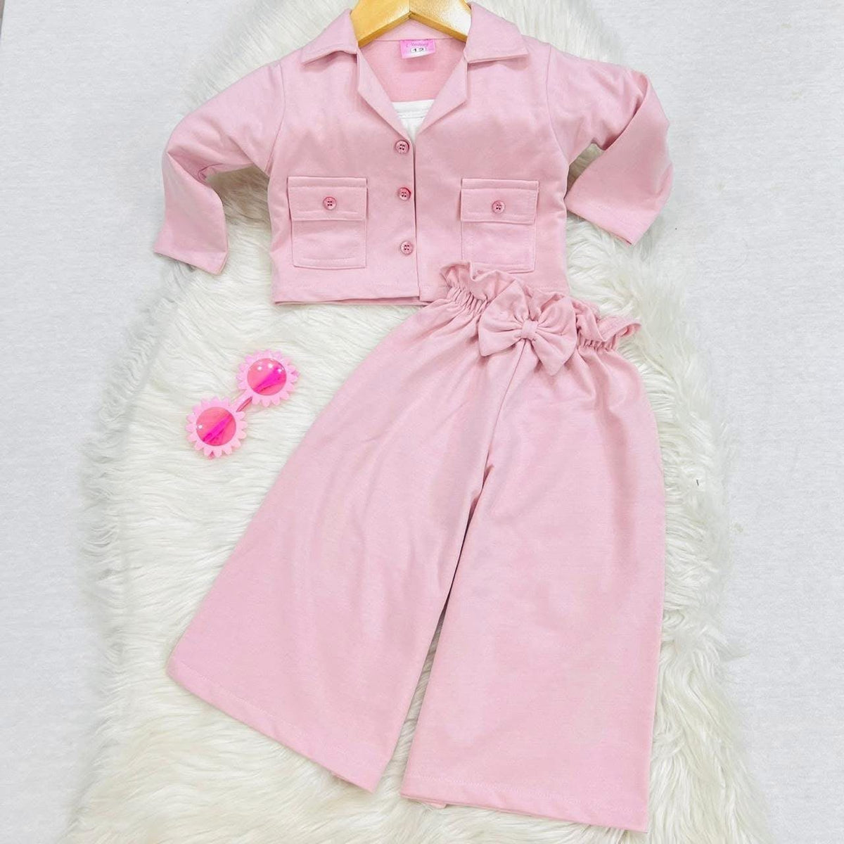 Baby pink 3 piece cord set fleece stuff