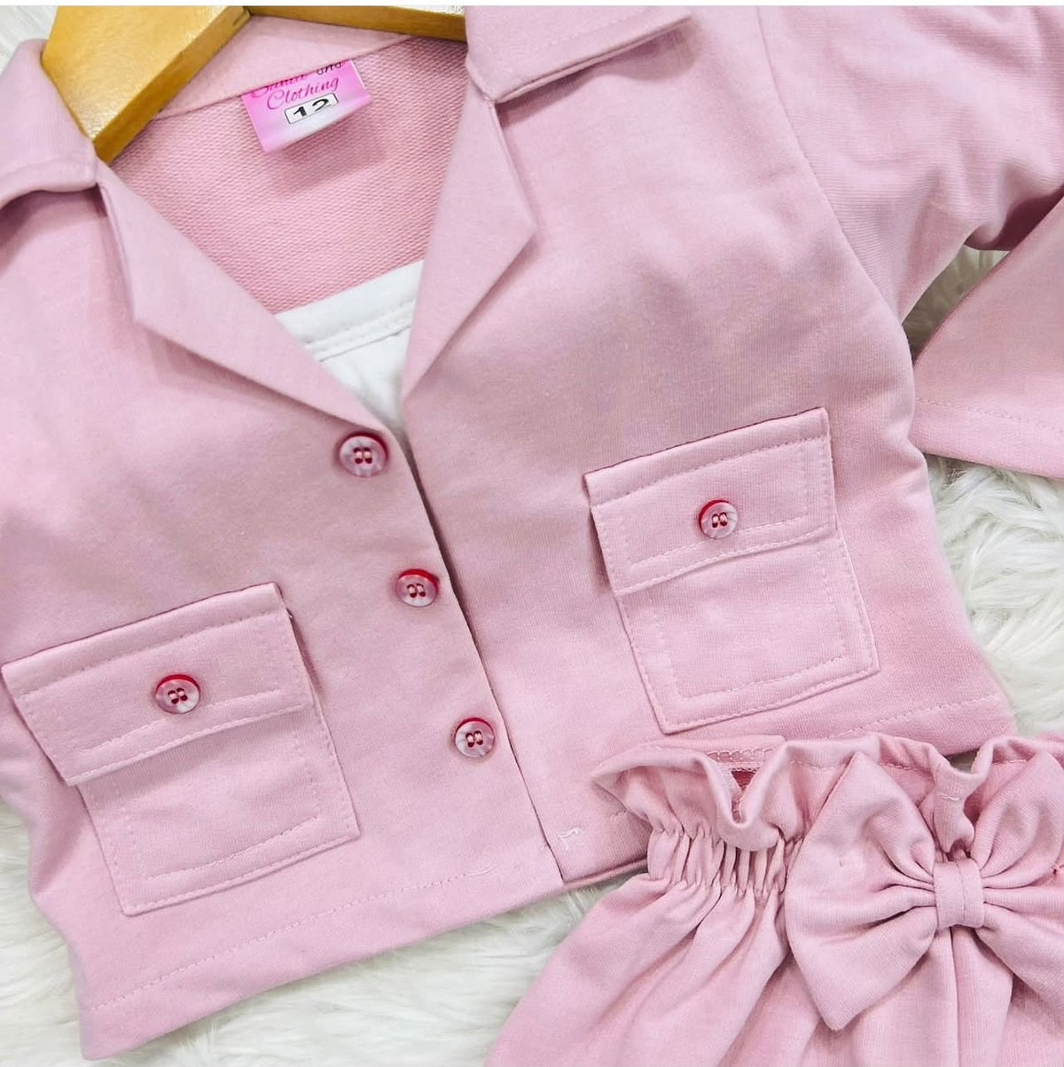 Baby pink 3 piece cord set fleece stuff