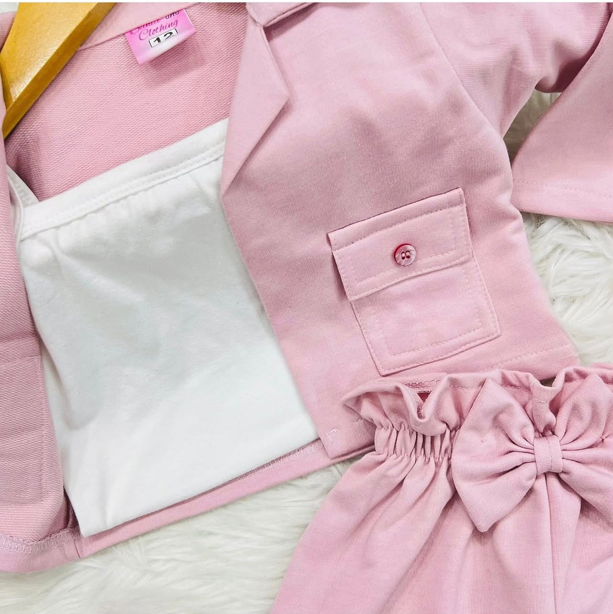 Baby pink 3 piece cord set fleece stuff
