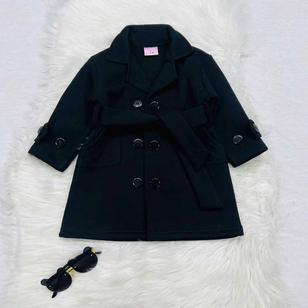Balck long coat with turtleneck fleece stuff
