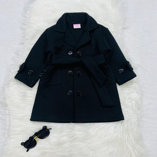 Balck long coat with turtleneck fleece stuff