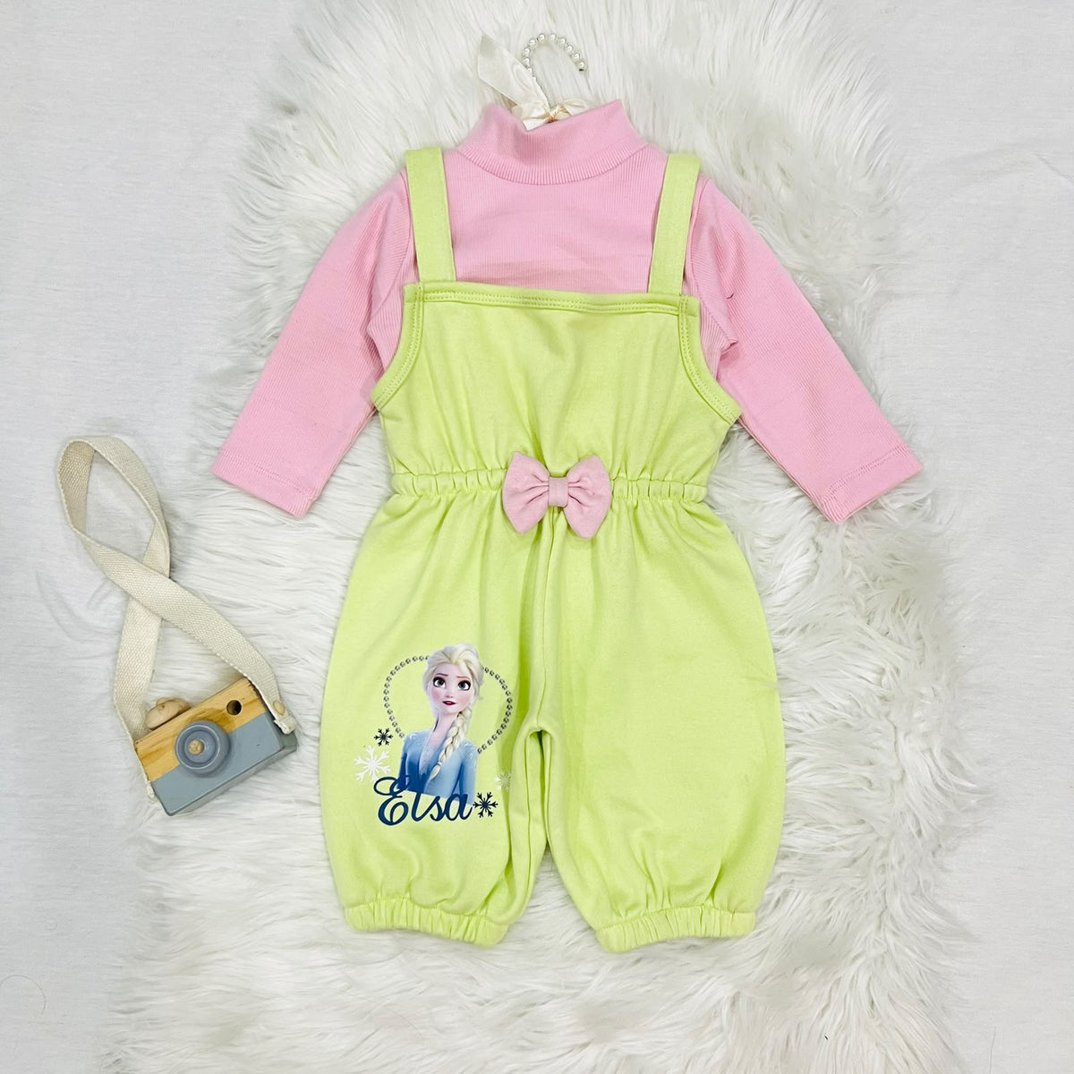 Frozen Magic ❄️✨ Keep your little princess cozy and stylish in this pastel green & pink Elsa jumpsuit set!" Fleece winter stuff