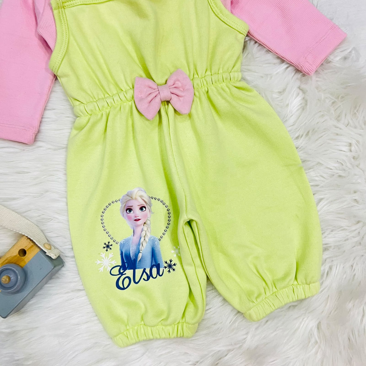 Frozen Magic ❄️✨ Keep your little princess cozy and stylish in this pastel green & pink Elsa jumpsuit set!" Fleece winter stuff