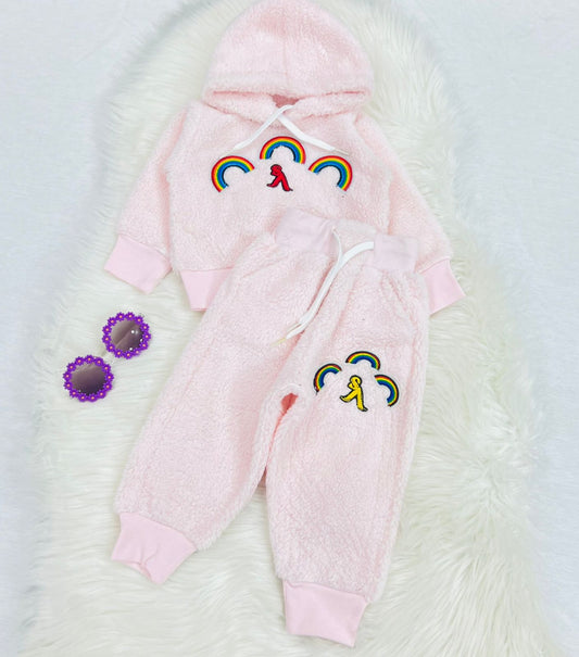 Baby Pink Furr Hoodie Trouser Furr Stuff