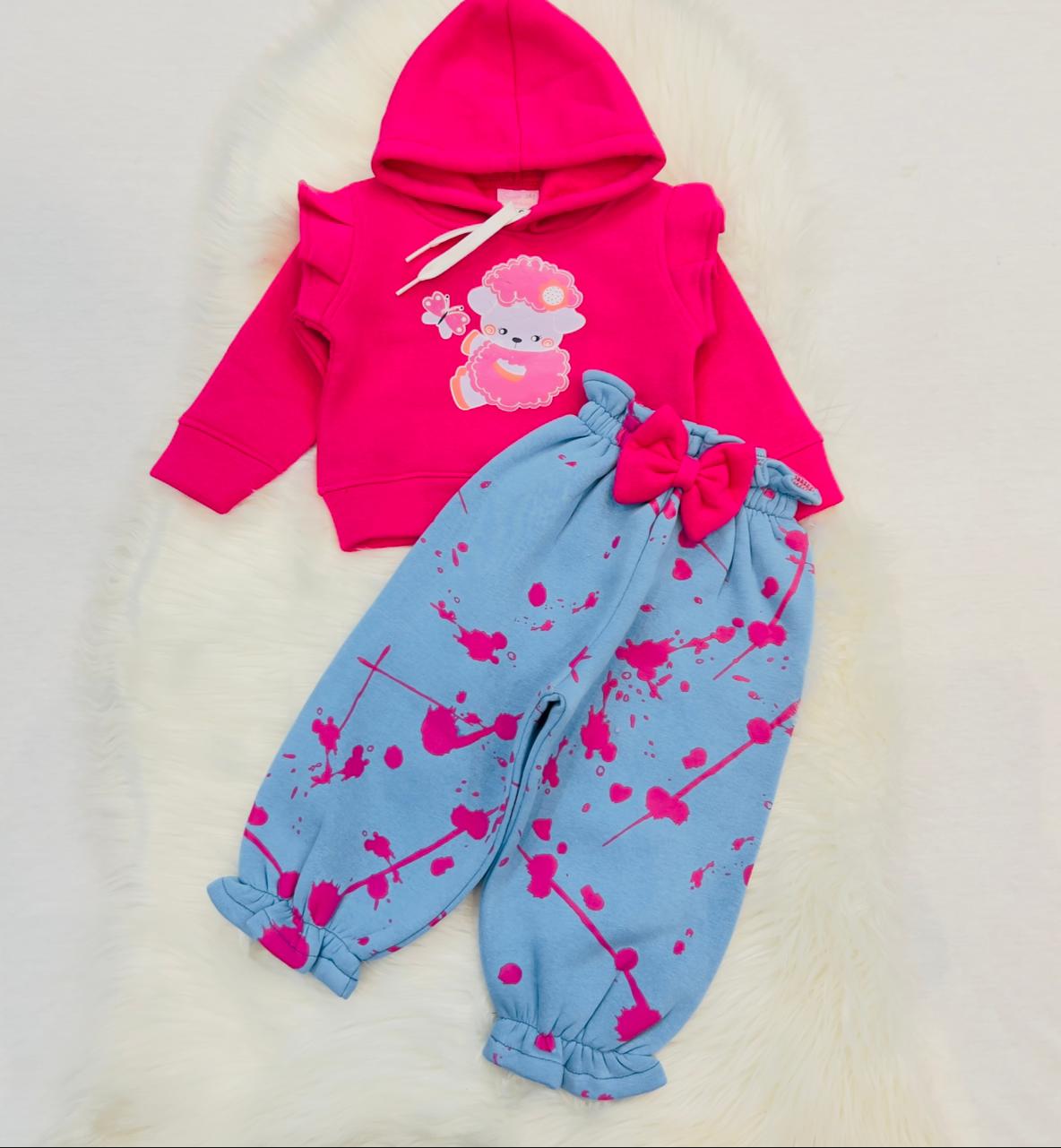 Pink Hoodie Blue Print Trouser Fleece Stuff