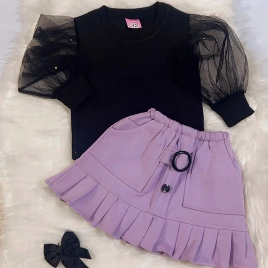 Black Top Net Lilac Skirt Fleece Stuff