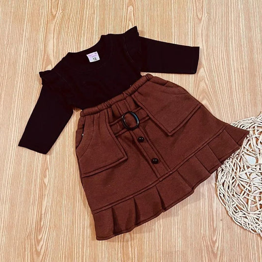 Black Top Brown Skirt Fleece Stuff