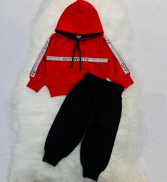 Red Hoodie Black Trouser Fleece