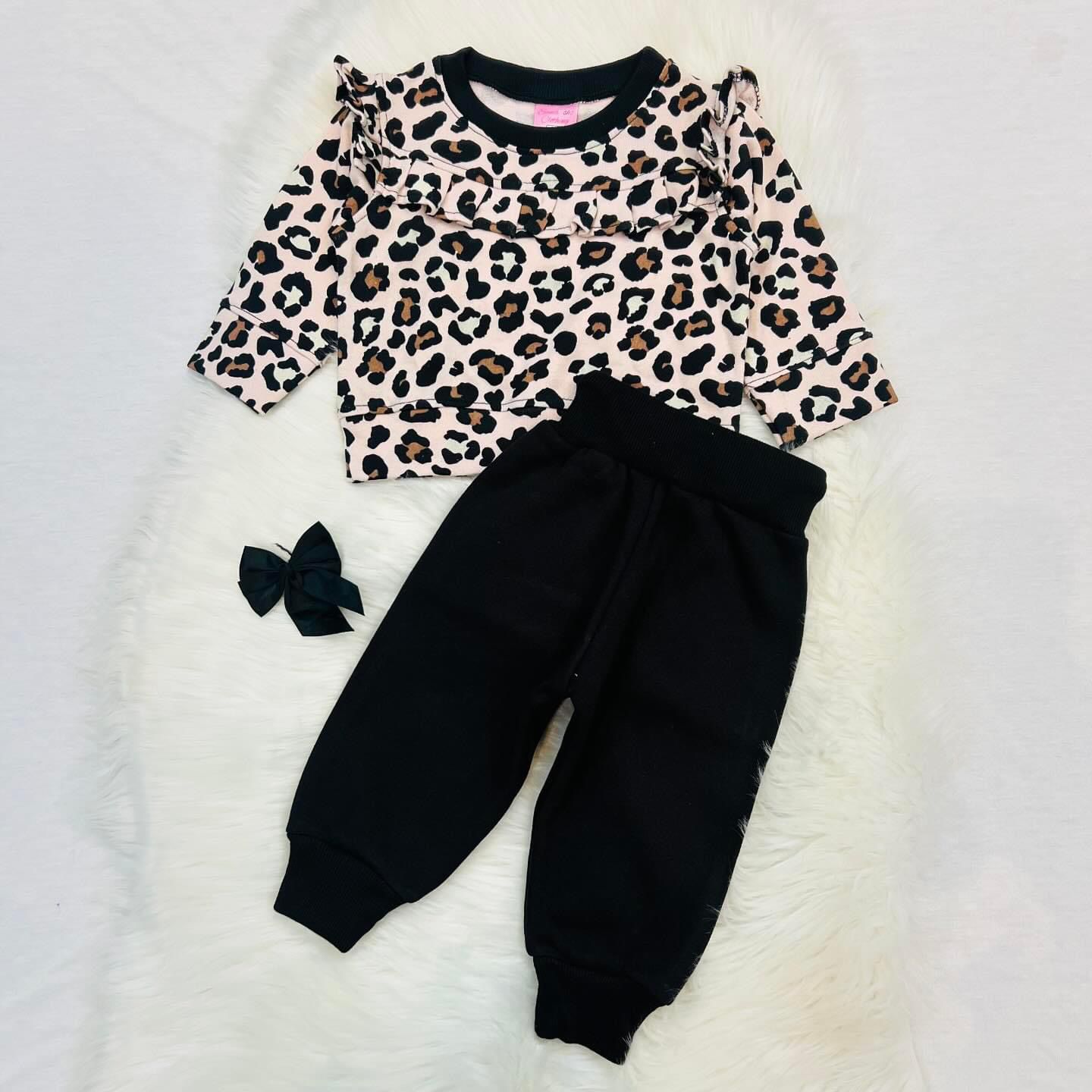 Cheetah Top Black Trouser Fleece