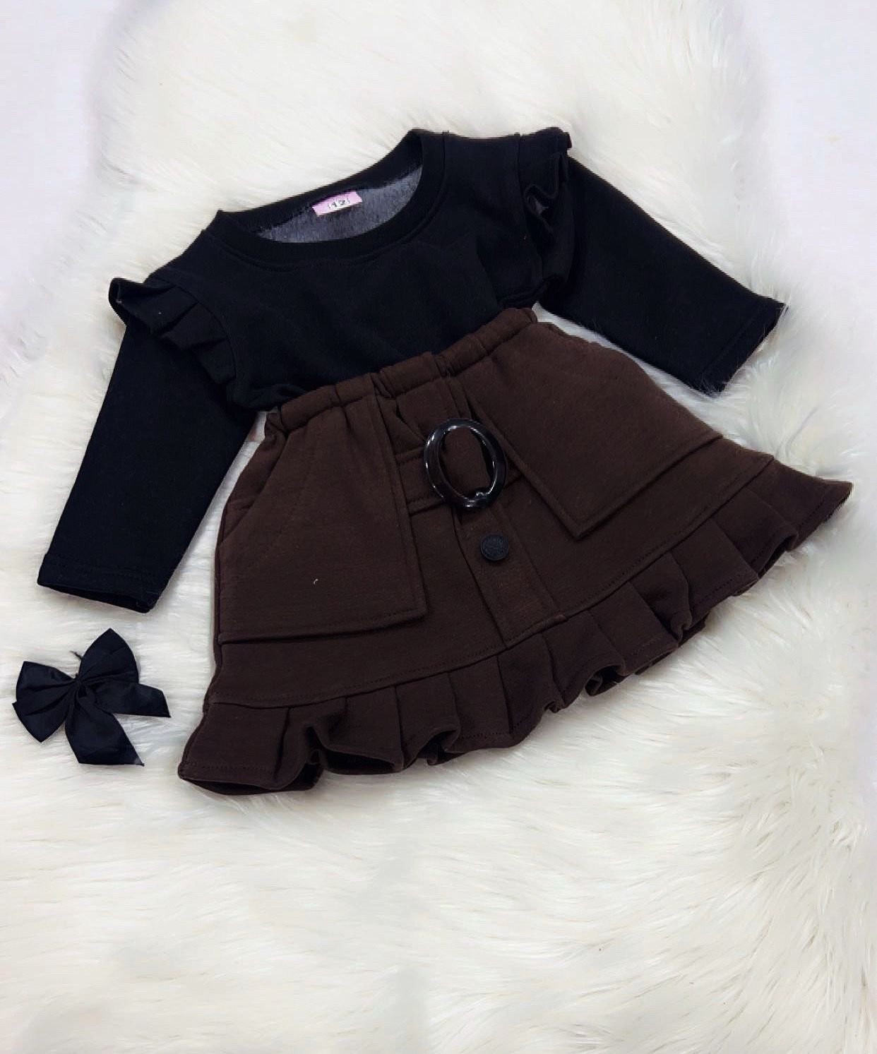 Black Top Brown Skirt Fleece Stuff