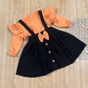 Orange shirt/black skirt