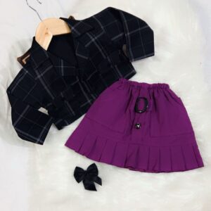 Black check top / pruple skirt